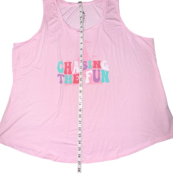 DISNEY PARK Sleeveless Fantasyland Castle Graphic Tee - Pink Plus 1X - Picture 6 of 11